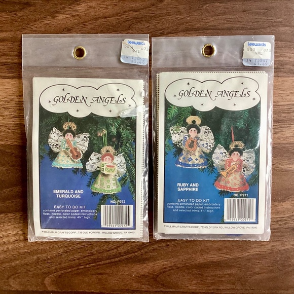 VTG Lot of 2 Willmaur Crafts Golden Angels Kits Cross Stitch Christmas Ornaments - Picture 11 of 11